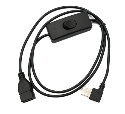 SYSTEM-S USB 2.0 Kabel 100 cm Typ A Stecker zu Buchse Schalter Winkel Left Angled