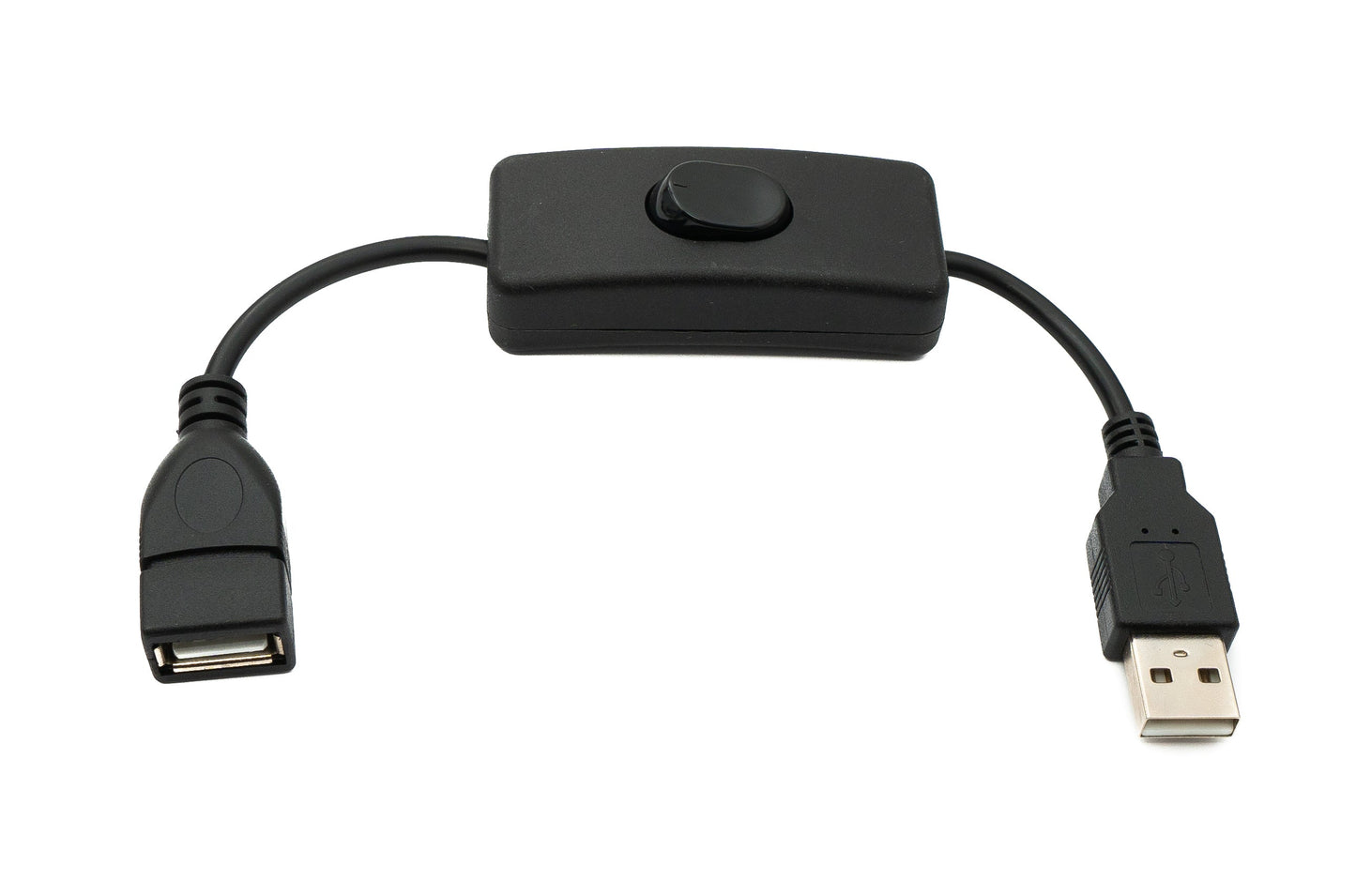 SYSTEM-S USB 2.0 cable 20 cm Type A male to female switch in black