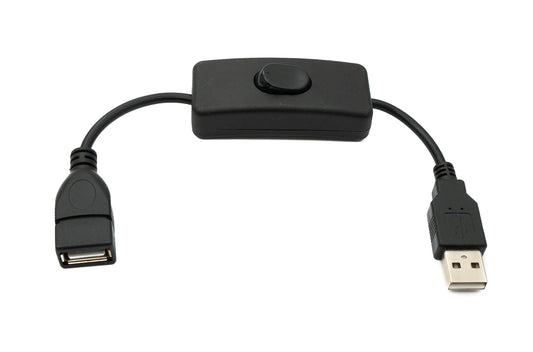 SYSTEM-S USB 2.0 cable 20 cm Type A male to female switch in black