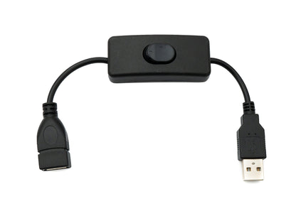 SYSTEM-S USB 2.0 cable 20 cm Type A male to female switch in black