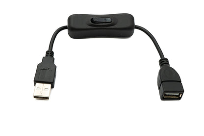 SYSTEM-S USB 2.0 Kabel 20 cm Typ A Stecker zu Buchse Schalter in Schwarz