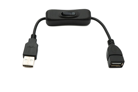 SYSTEM-S USB 2.0 cable 20 cm Type A male to female switch in black