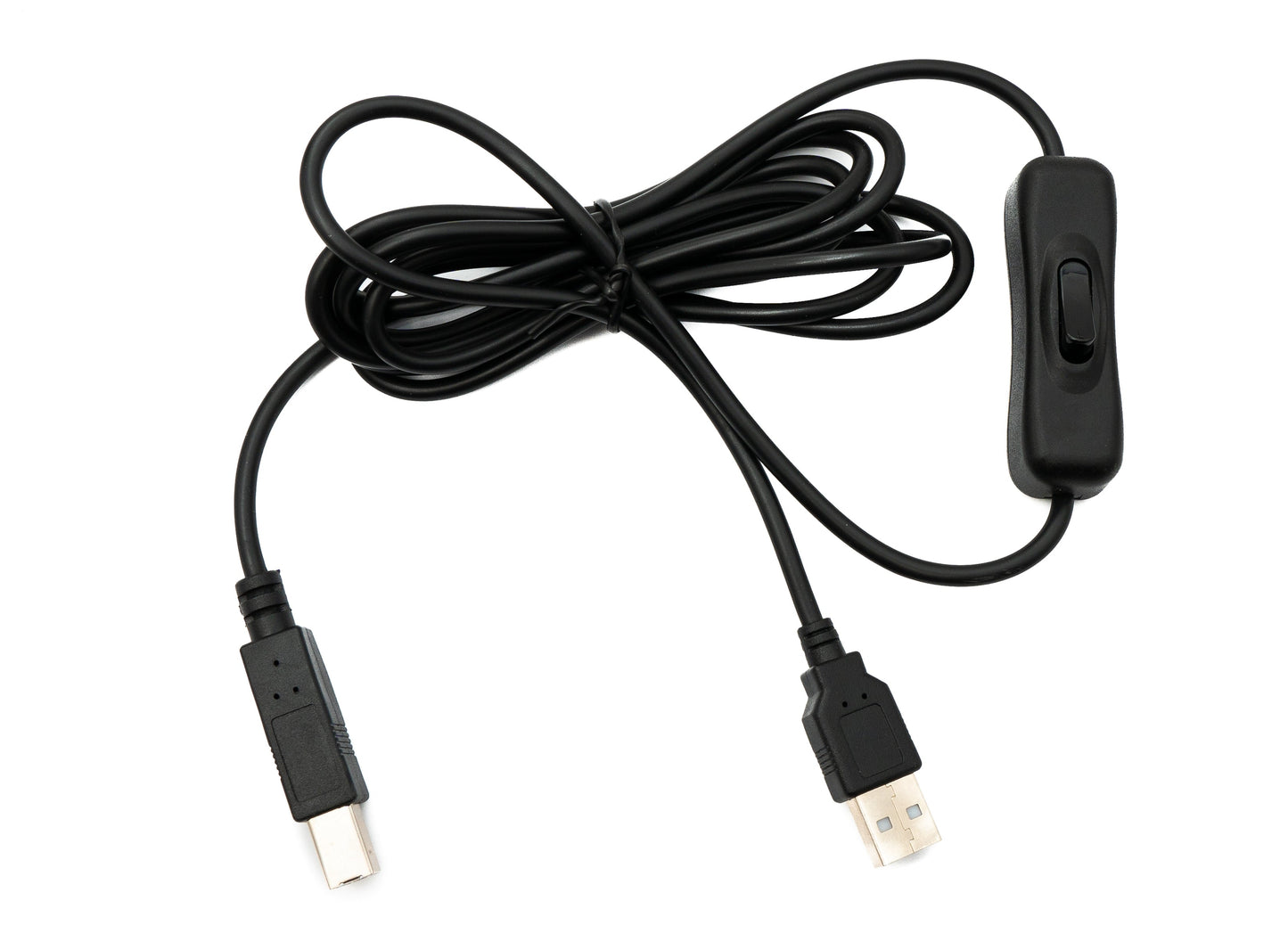 SYSTEM-S USB 2.0 Kabel 2 m Typ B Stecker zu A Stecker Schalter in Schwarz