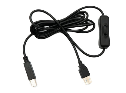 SYSTEM-S USB 2.0 Kabel 2 m Typ B Stecker zu A Stecker Schalter in Schwarz