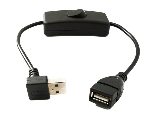 SYSTEM-S USB 2.0 Kabel 30 cm Typ A Stecker zu Buchse Schalter Winkel Down Angled