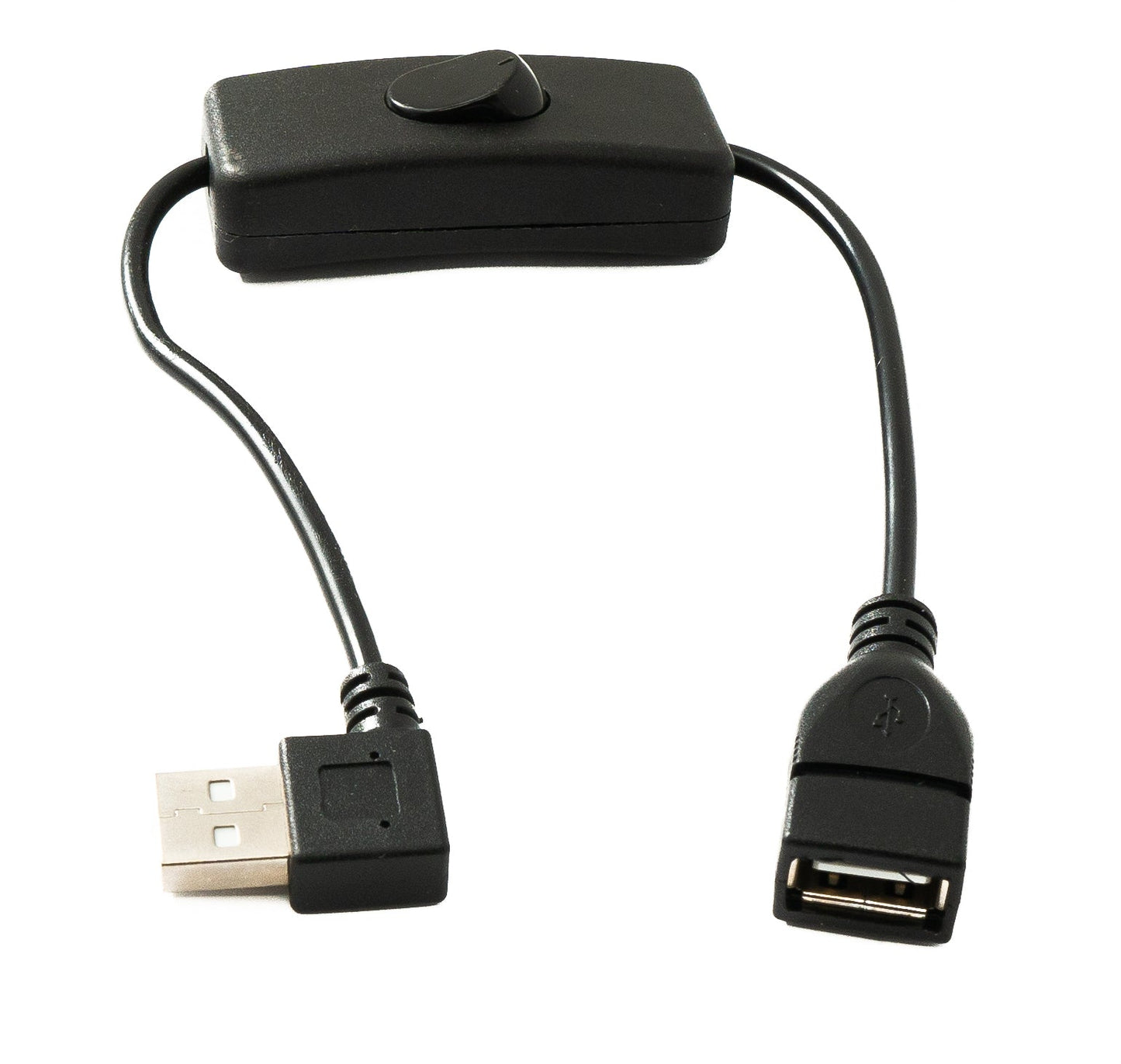 SYSTEM-S USB 2.0 Kabel 30 cm Typ A Stecker zu Buchse Schalter Winkel Left Angled