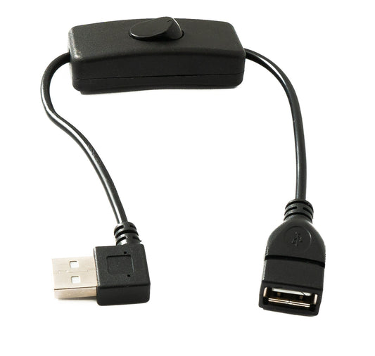 SYSTEM-S USB 2.0 Kabel 30 cm Typ A Stecker zu Buchse Schalter Winkel Left Angled