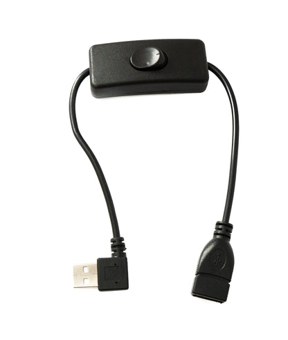 SYSTEM-S USB 2.0 Kabel 30 cm Typ A Stecker zu Buchse Schalter Winkel Left Angled
