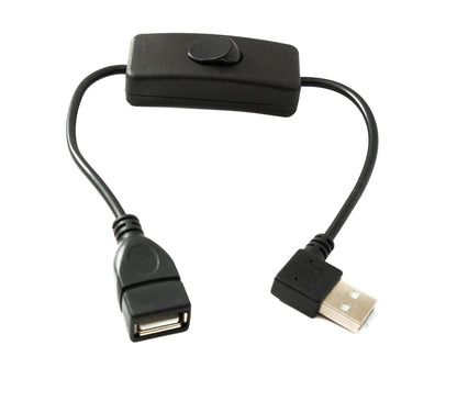 SYSTEM-S USB 2.0 cable 30 cm type A male to female switch angle right angled 