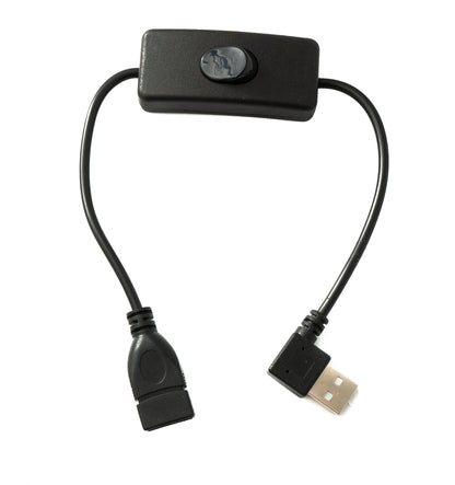 SYSTEM-S USB 2.0 cable 30 cm type A male to female switch angle right angled 