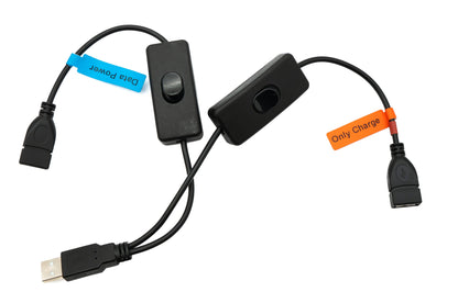 SYSTEM-S USB 2.0 Kabel 30 cm Typ A Stecker zu 2x Buchse Schalter in Schwarz