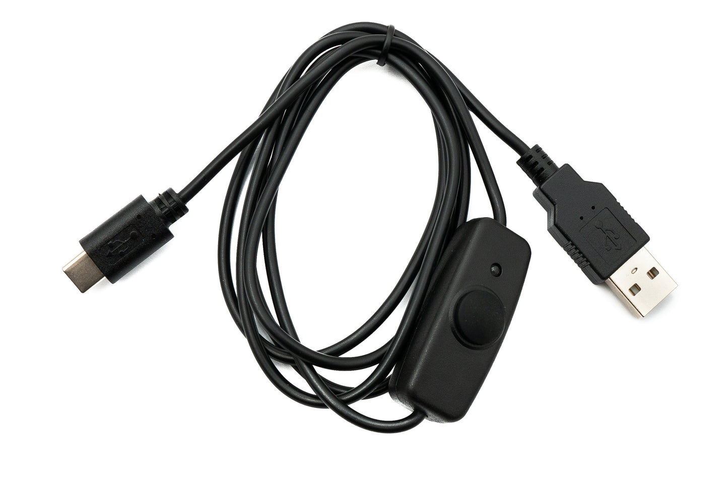 SYSTEM-S USB 3.1 Kabel 120 cm Typ C Stecker zu 2.0 A Stecker Schalter in Schwarz