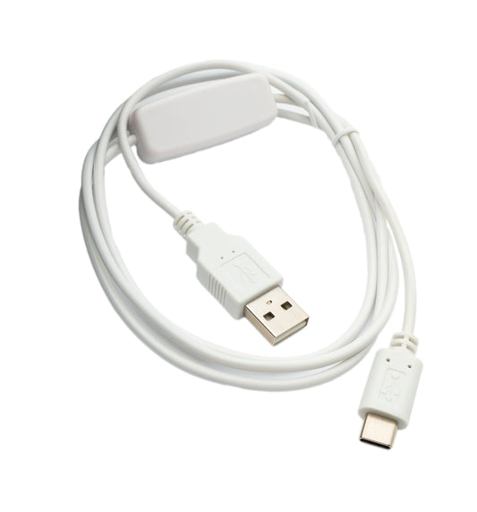 SYSTEM-S USB 3.1 Kabel 120 cm Typ C Stecker zu 2.0 A Stecker Schalter in Weiß