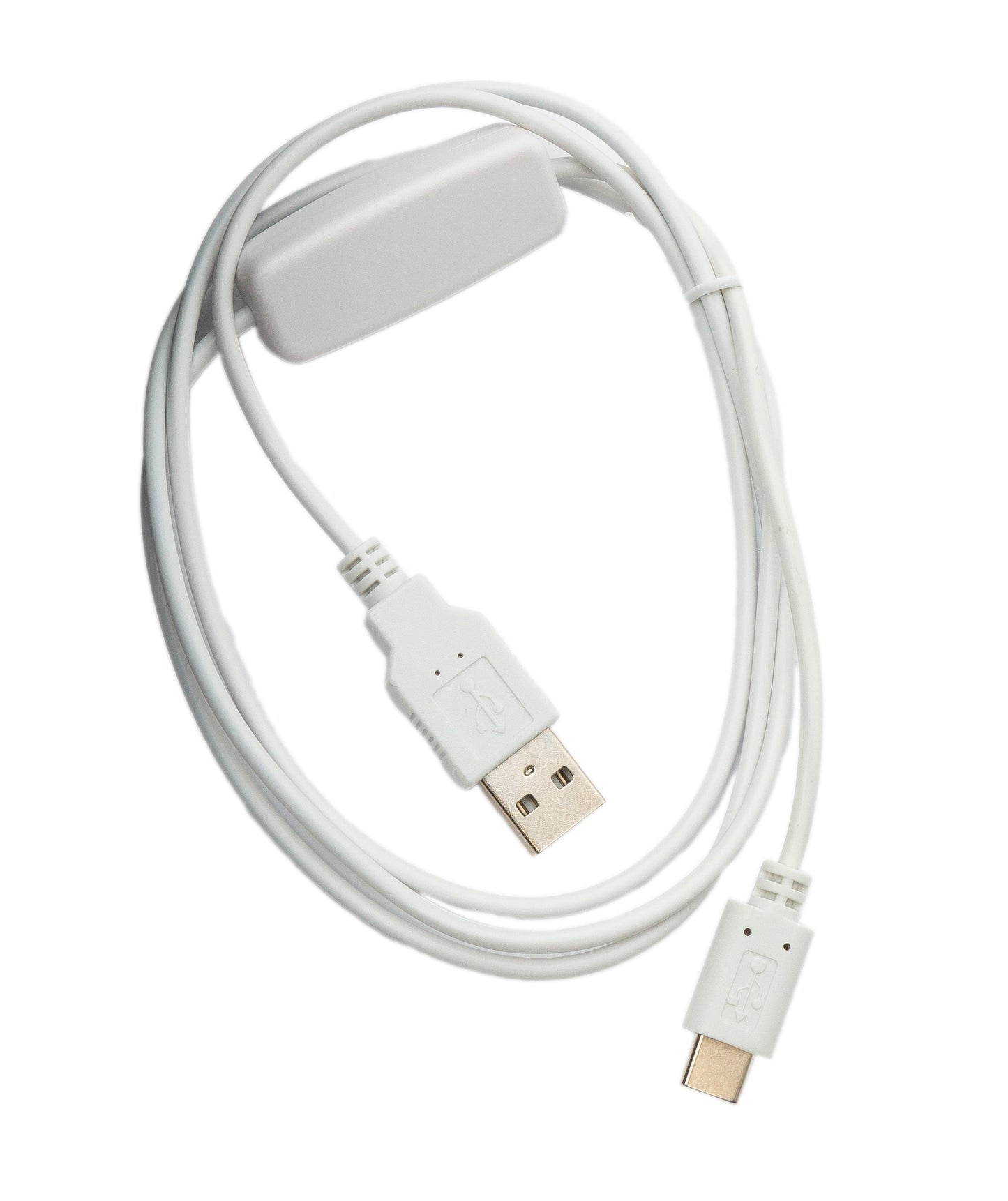 SYSTEM-S USB 3.1 Kabel 120 cm Typ C Stecker zu 2.0 A Stecker Schalter in Weiß