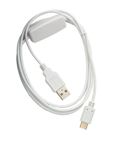 SYSTEM-S USB 3.1 Kabel 120 cm Typ C Stecker zu 2.0 A Stecker Schalter in Weiß