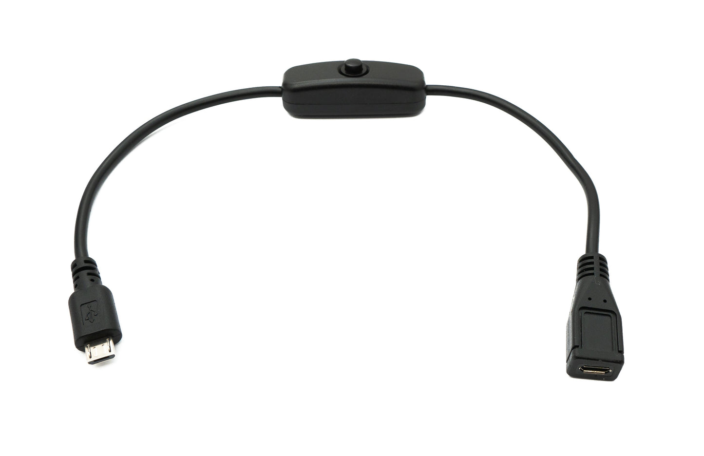 SYSTEM-S USB 2.0 Kabel 30 cm Micro B Stecker zu Buchse Schalter in Schwarz