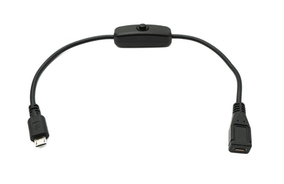 SYSTEM-S USB 2.0 Kabel 30 cm Micro B Stecker zu Buchse Schalter in Schwarz