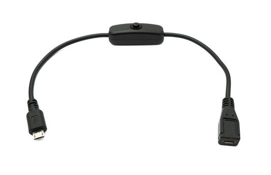 SYSTEM-S USB 2.0 Kabel 30 cm Micro B Stecker zu Buchse Schalter in Schwarz