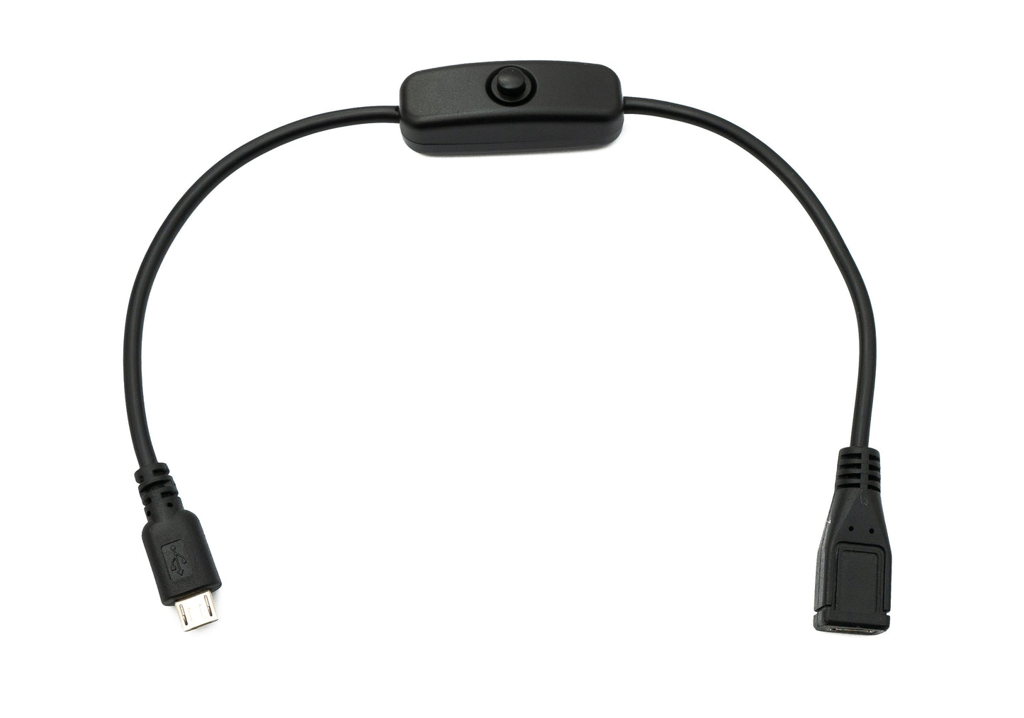 SYSTEM-S USB 2.0 Kabel 30 cm Micro B Stecker zu Buchse Schalter in Schwarz
