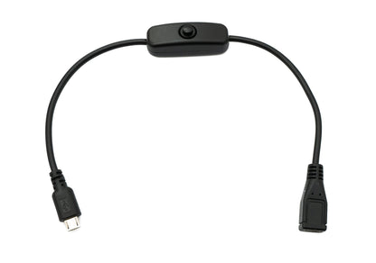 SYSTEM-S USB 2.0 Kabel 30 cm Micro B Stecker zu Buchse Schalter in Schwarz