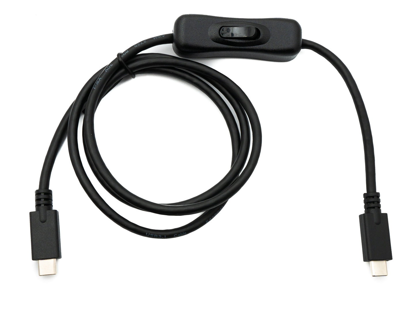 SYSTEM-S USB 3.1 Gen 2 Kabel 100 cm Typ C Stecker zu Stecker 100 W Schalter PD E Marker Chip