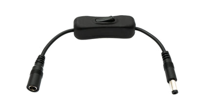 SYSTEM-S DC Kabel 20 cm 24V 5,5 x 2,5 Stecker zu Buchse Schalter in Schwarz
