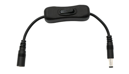 SYSTEM-S DC Kabel 20 cm 24V 5,5 x 2,5 Stecker zu Buchse Schalter in Schwarz