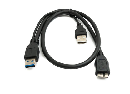 SYSTEM-S USB 3.0 Y cable 60 cm Type A male to Micro B male &amp; 2.0 A male in black