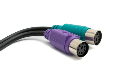 SYSTEM-S PS/2 Y Kabel 15 cm 2x Buchse zu USB 2.0 Typ A Stecker in Schwarz