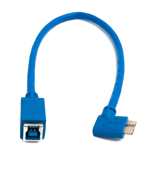 SYSTEM-S USB 3.0 Kabel 30 cm Typ B Buchse zu Micro B Stecker Right Angled Winkel 5 Gbit/s in Blau