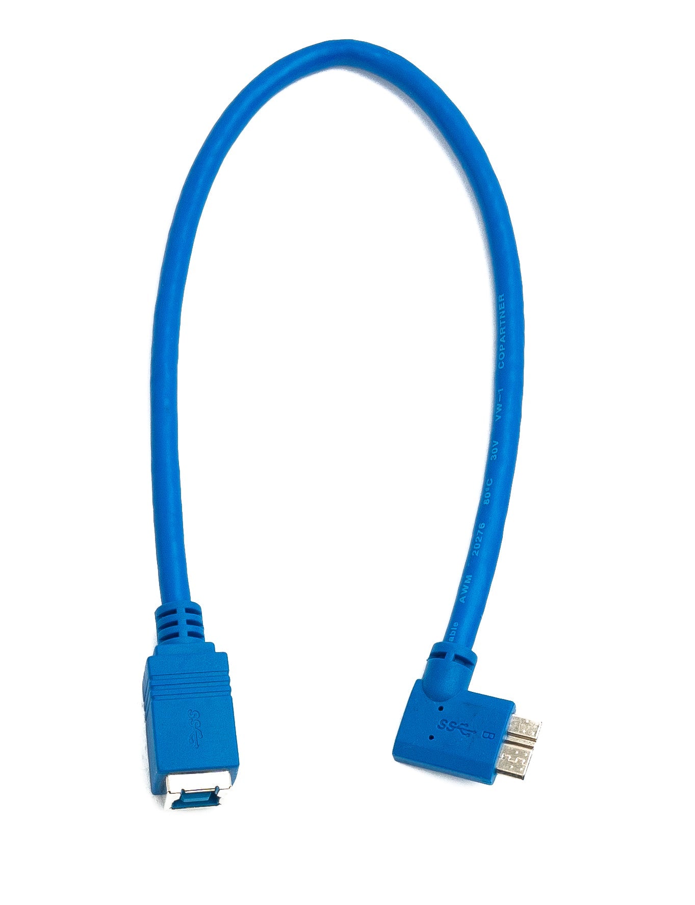 SYSTEM-S USB 3.0 Kabel 30 cm Typ B Buchse zu Micro B Stecker Right Angled Winkel 5 Gbit/s in Blau