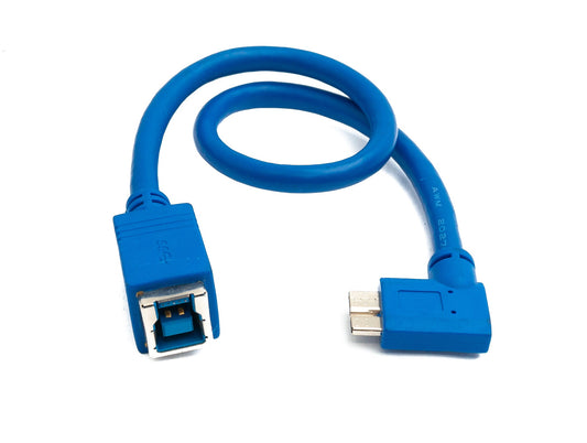 SYSTEM-S USB 3.0 Kabel 30 cm Typ B Buchse zu Micro B Stecker Left Angled Winkel 5 Gbit/s in Blau