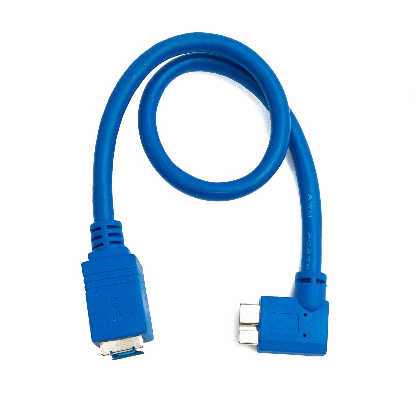 SYSTEM-S USB 3.0 Kabel 30 cm Typ B Buchse zu Micro B Stecker Left Angled Winkel 5 Gbit/s in Blau