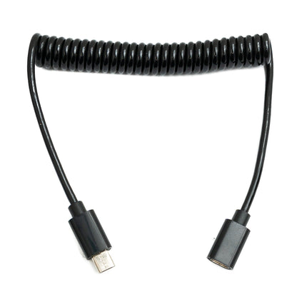SYSTEM-S USB 2.0 Kabel 100 cm Micro B Stecker zu Buchse Spirale in Schwarz