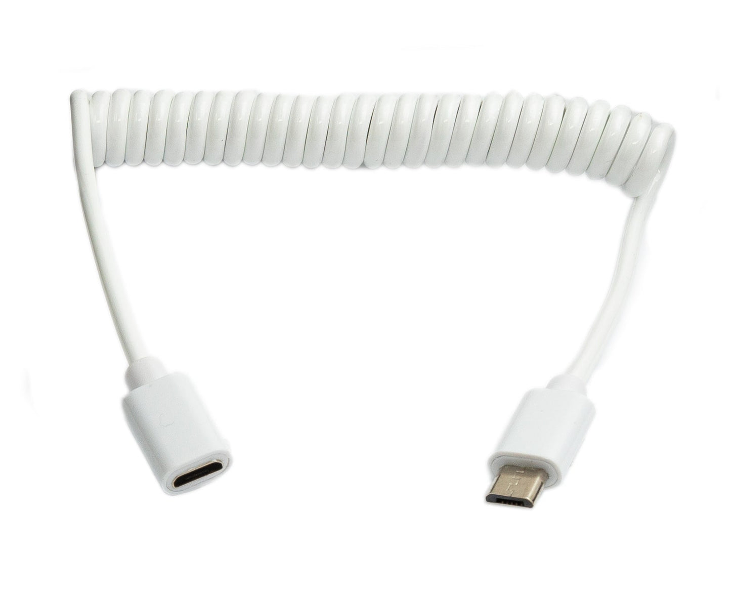 SYSTEM-S USB 2.0 cable 100 cm Micro B male to female spiral in white