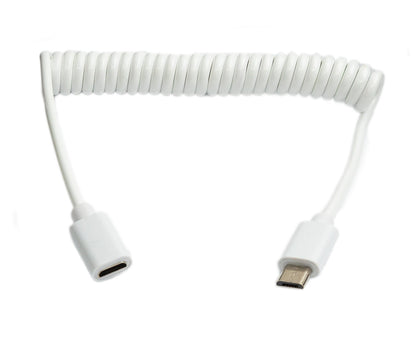 SYSTEM-S USB 2.0 cable 100 cm Micro B male to female spiral in white