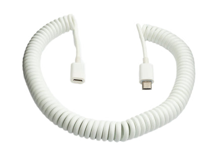 SYSTEM-S USB 2.0 Kabel 3 m Micro B Stecker zu Buchse Spirale in Weiß