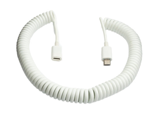 SYSTEM-S USB 2.0 Kabel 3 m Micro B Stecker zu Buchse Spirale in Weiß