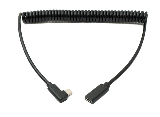 SYSTEM-S USB 3.1 cable 180 cm type C female to male spiral left right angled