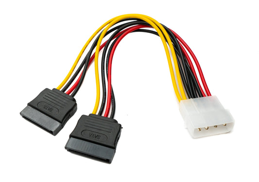 SYSTEM-S SATA Y cable 20 cm 2x 15-pin female to IDE 4-pin Molex female adapter for hard disk drives