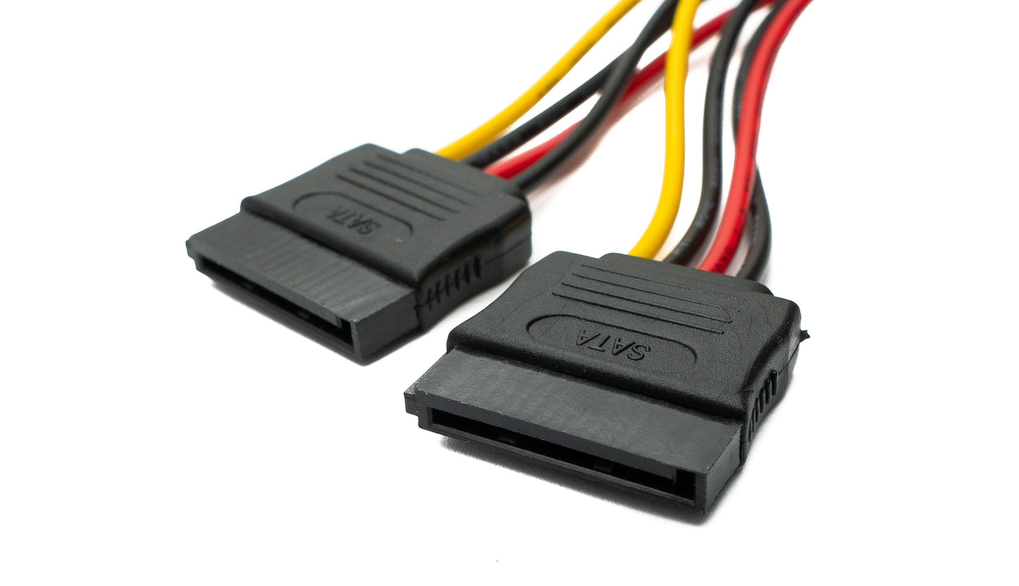 SYSTEM-S SATA Y Kabel 20 cm 2x 15Pin Buchse zu IDE 4Pin Molex Buchse Adapter für Festplatte Laufwerke