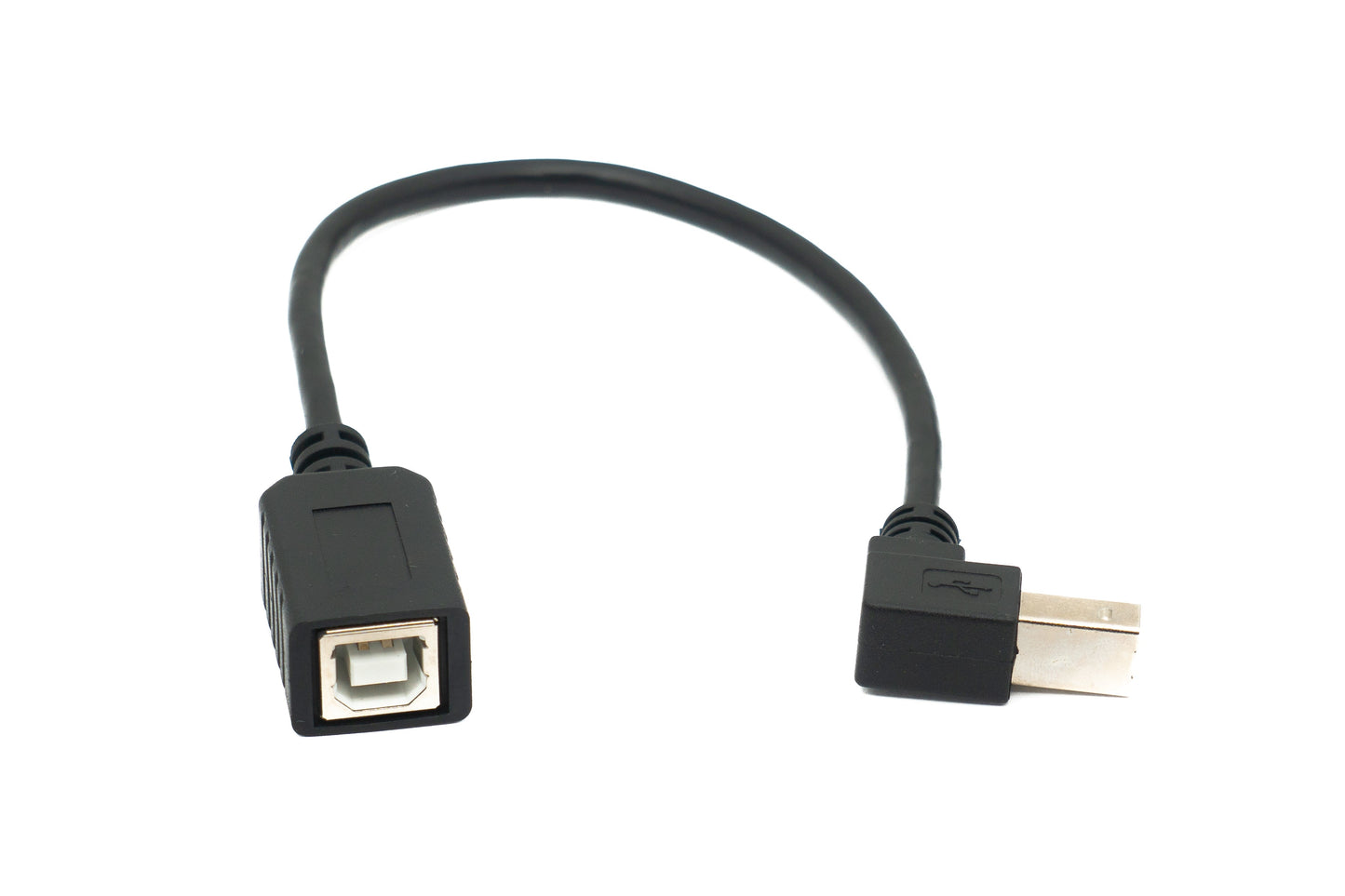 SYSTEM-S USB 2.0 cable 20 cm type B male to female down angled in black