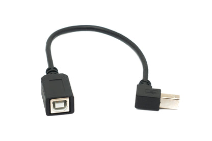SYSTEM-S USB 2.0 cable 20 cm type B male to female down angled in black