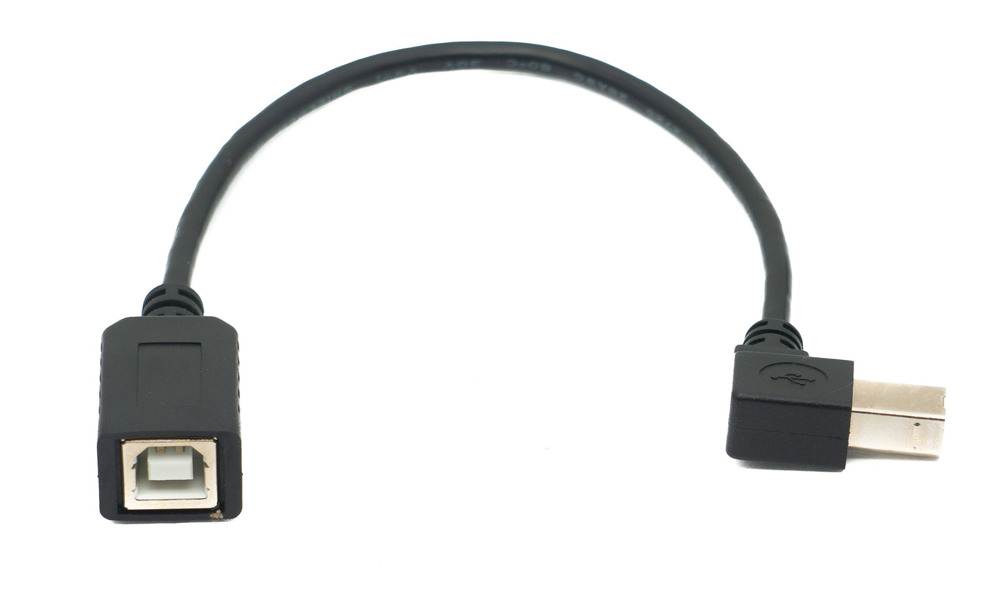 SYSTEM-S USB 2.0 Kabel 20 cm Typ B Stecker zu Buchse Left Angled Winkel in Schwarz