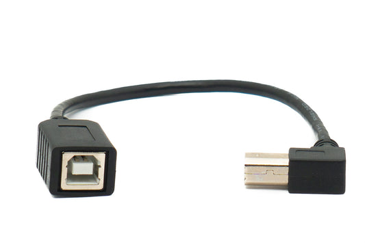 SYSTEM-S USB 2.0 cable 20 cm type B male to female up angled in black