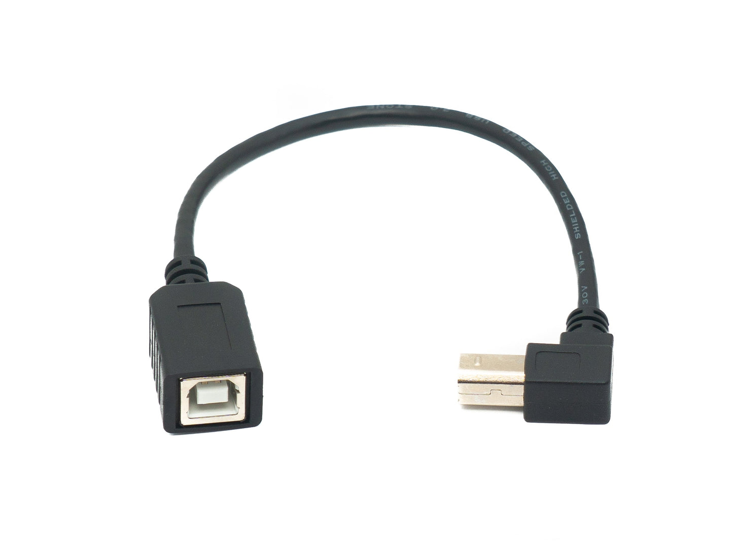 SYSTEM-S USB 2.0 cable 20 cm type B male to female up angled in black
