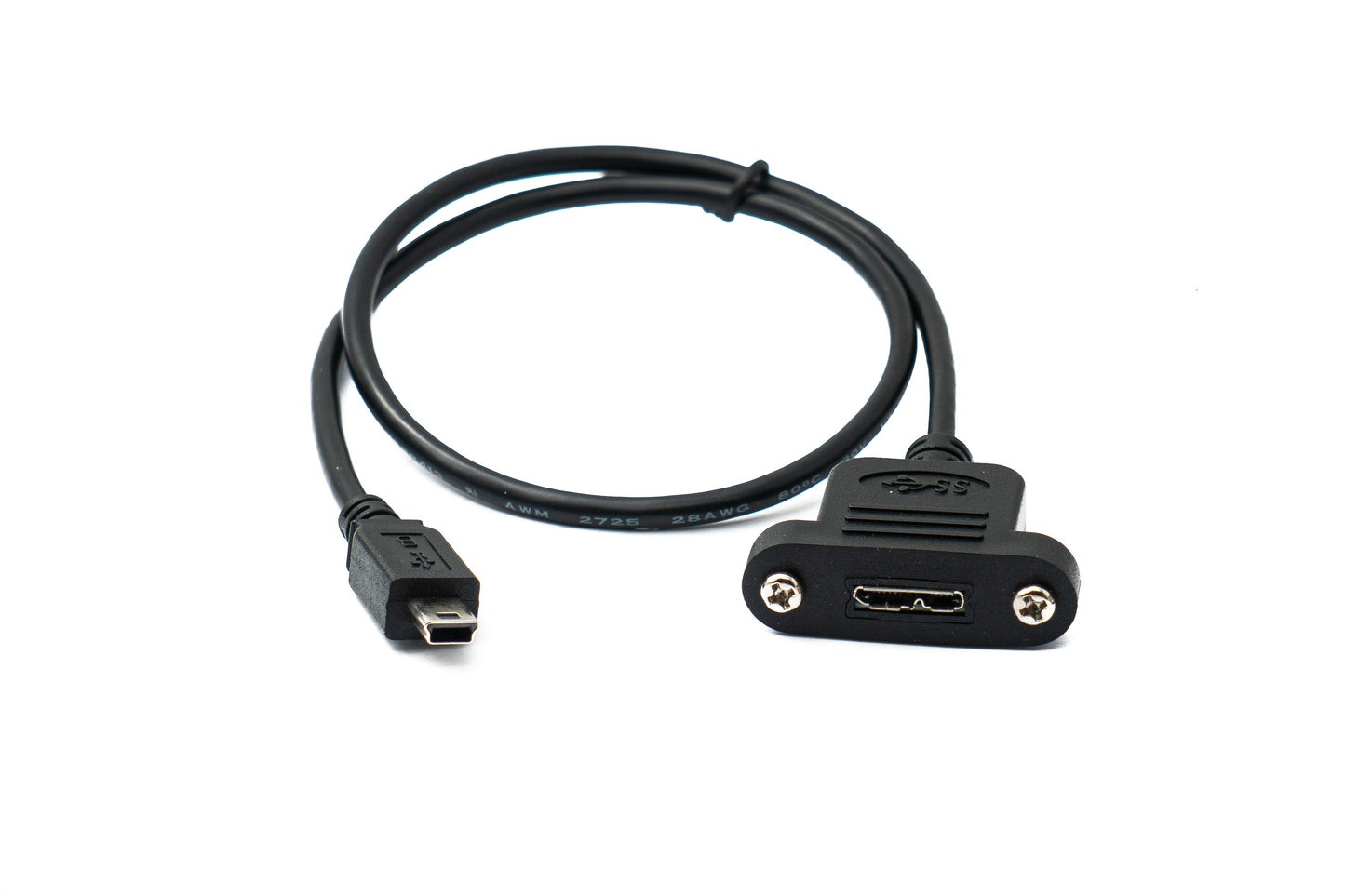 SYSTEM-S USB 3.0 cable 50 cm Micro B female to 2.0 Mini B male panel mount screw