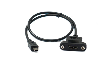 SYSTEM-S USB 3.0 cable 50 cm Micro B female to 2.0 Mini B male panel mount screw