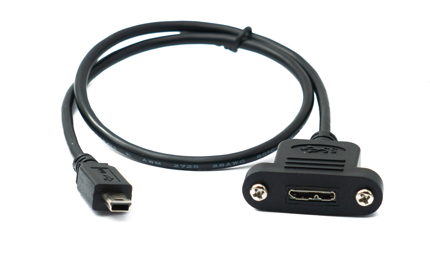 SYSTEM-S USB 3.0 cable 50 cm Micro B female to 2.0 Mini B male panel mount screw