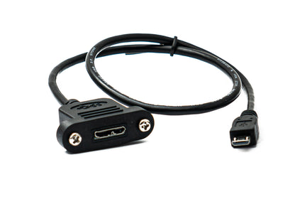 SYSTEM-S USB 3.0 Kabel 50 cm Micro B Buchse zu 2.0 Stecker Panel Mount Schraube